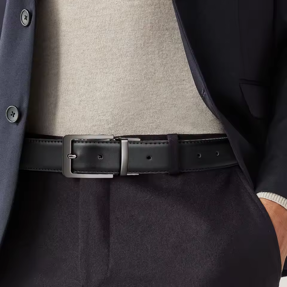 Double-Sided Cowhide Belt, Young People's Business Jeans Belt