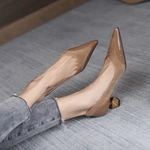 Elegant Splicing Pointed Shallow Shaped High Heels Pumps