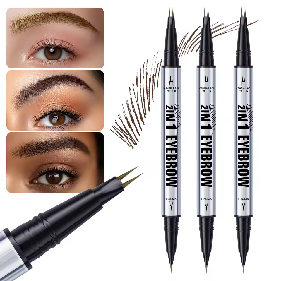 Eyebrow Pencil Waterproof Two-in-one Liquid Eyebrow Pen With Fork And Precise Brush