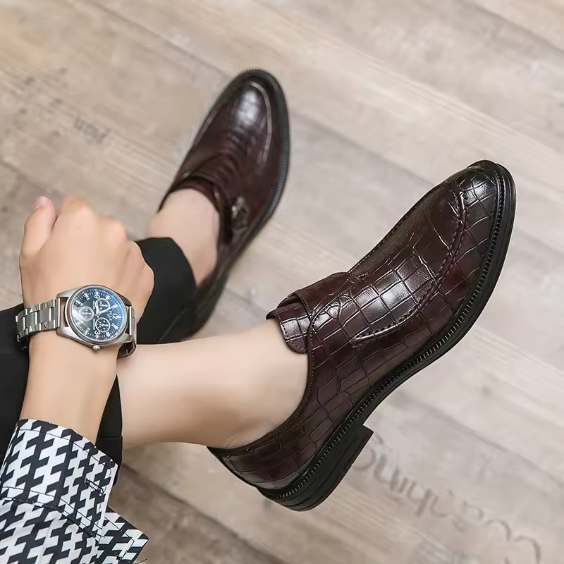 Formal Business Sticking Slip-On Split Leather Large Size Shoes - Image 2