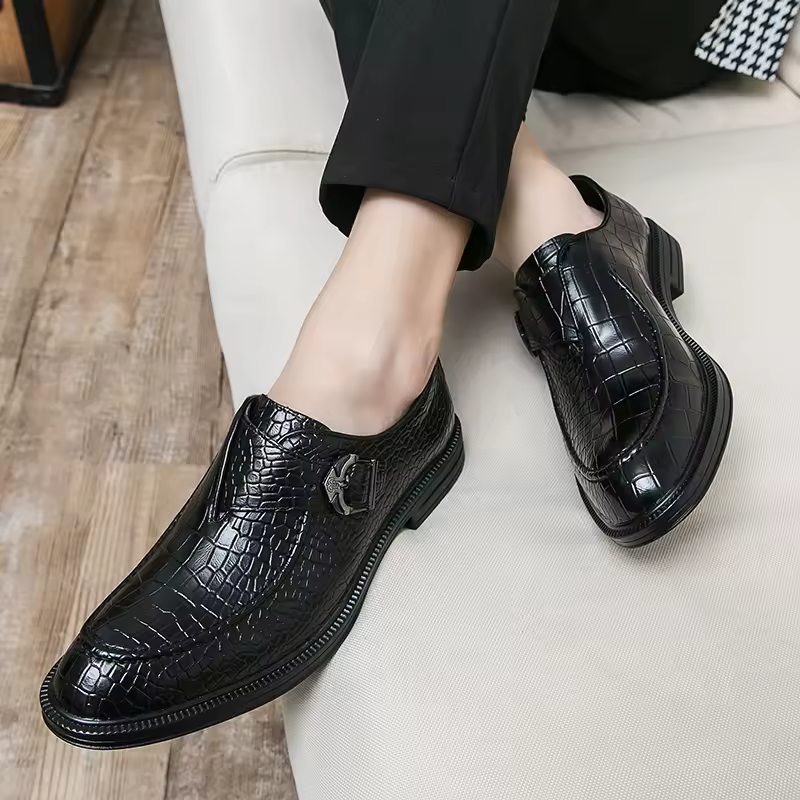 Formal Business Sticking Slip-On Split Leather Large Size Shoes - Image 3