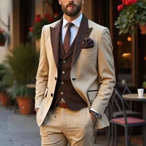 Formal Groom Groomsman Prom Business Style Wedding Party Tuxedos 3 Piece Set