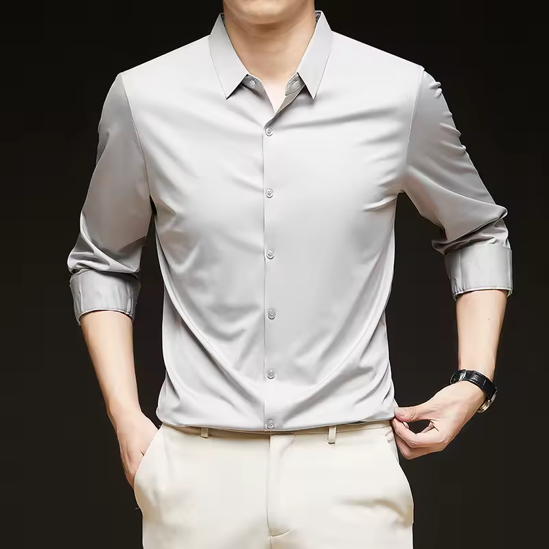 Formal Long-Sleeve High-Quality Silky Business Ultra-Stretch Shirt