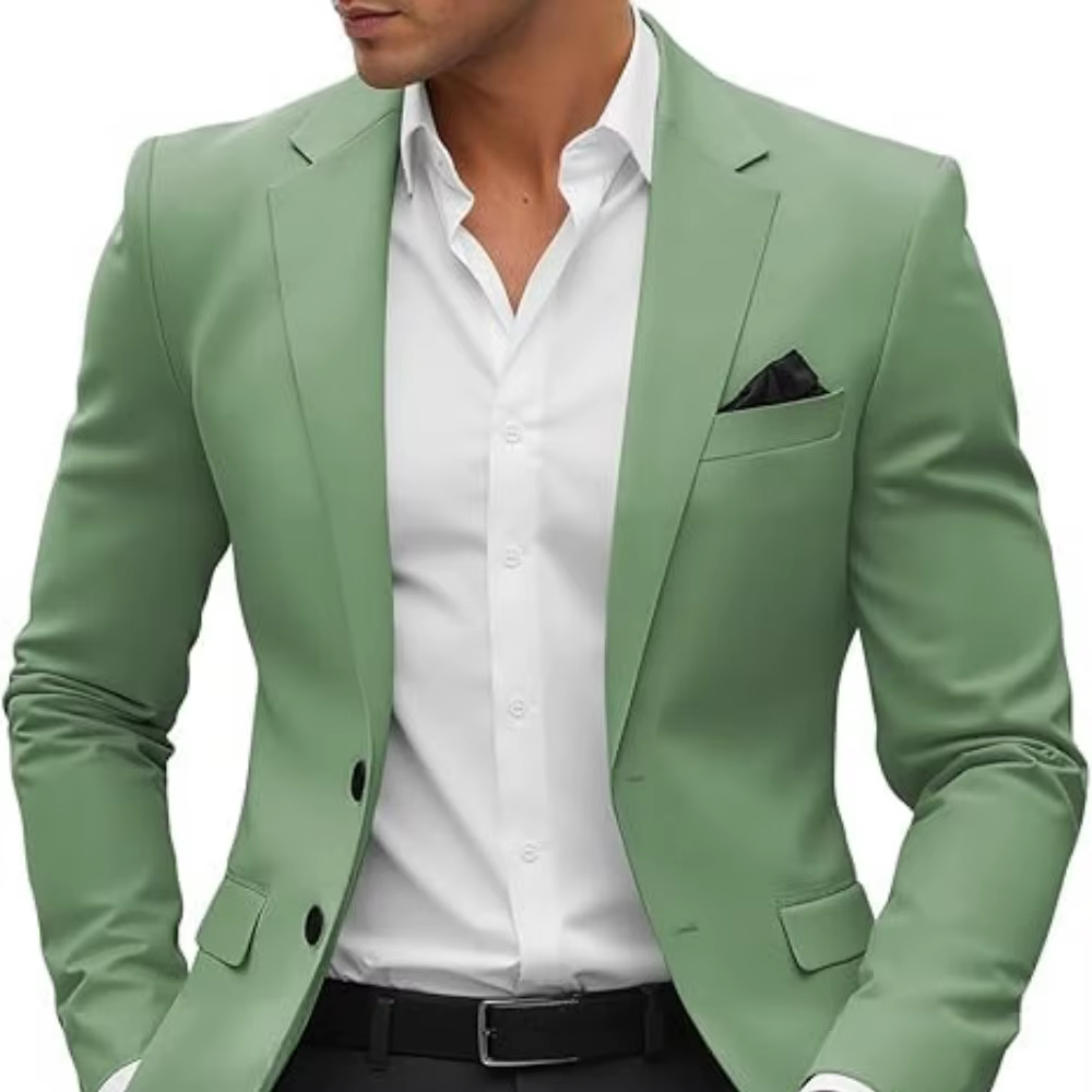 Formal Tatting Single Breasted Notched Collar Occasion Slim Fit Blazer Suit - Image 5