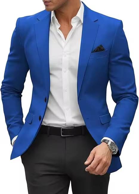 Formal Tatting Single Breasted Notched Collar Occasion Slim Fit Blazer Suit - Image 3