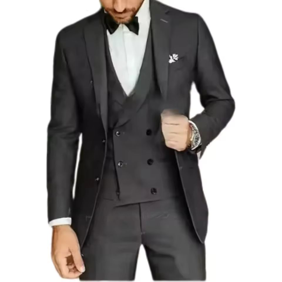 Formal Wedding Business Style Formal Notch Lapel Blazer Tuxedos Slim Fit 3 Pieces Set - Image 2
