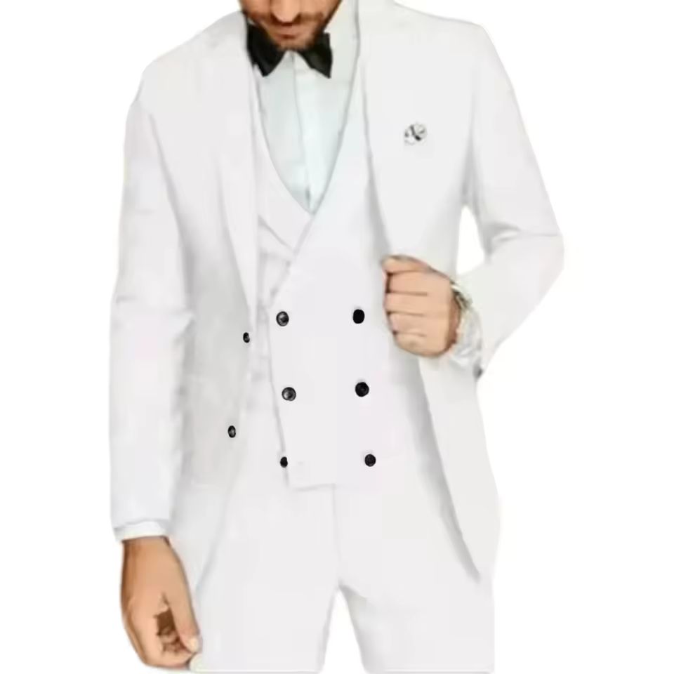 Formal Wedding Business Style Formal Notch Lapel Blazer Tuxedos Slim Fit 3 Pieces Set - Image 7