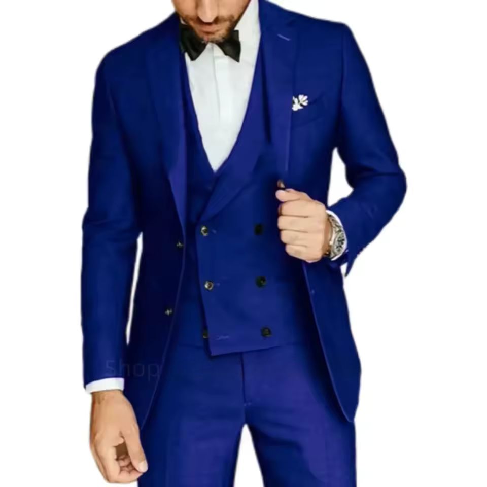 Formal Wedding Business Style Formal Notch Lapel Blazer Tuxedos Slim Fit 3 Pieces Set - Image 3