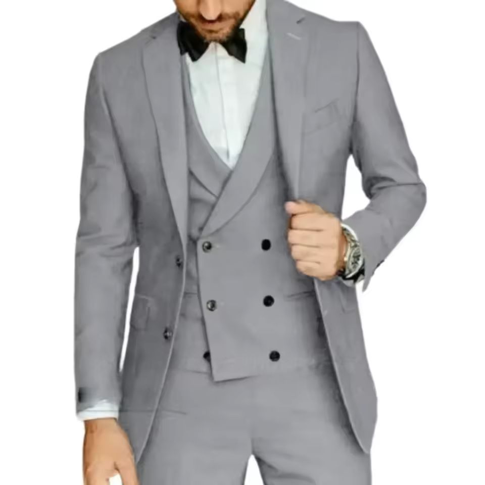 Formal Wedding Business Style Formal Notch Lapel Blazer Tuxedos Slim Fit 3 Pieces Set - Image 11