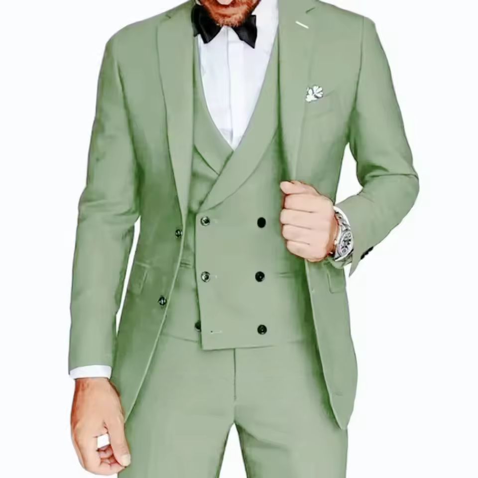 Formal Wedding Business Style Formal Notch Lapel Blazer Tuxedos Slim Fit 3 Pieces Set - Image 8