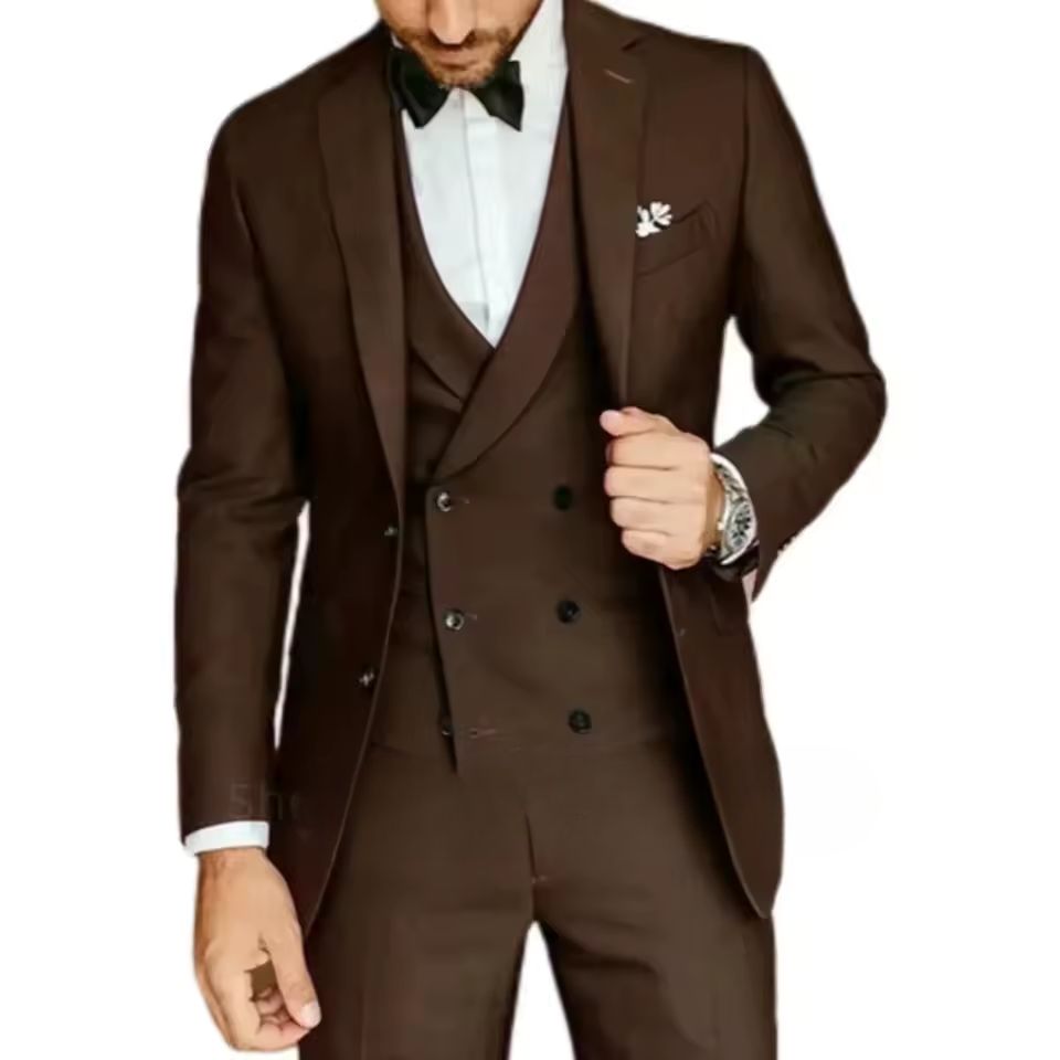 Formal Wedding Business Style Formal Notch Lapel Blazer Tuxedos Slim Fit 3 Pieces Set - Image 14