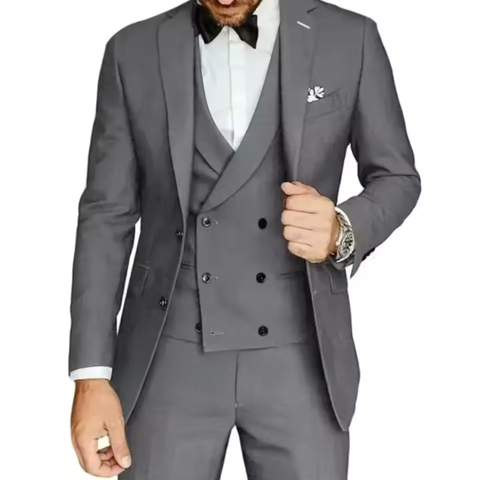 Formal Wedding Business Style Formal Notch Lapel Blazer Tuxedos Slim Fit 3 Pieces Set - Image 10