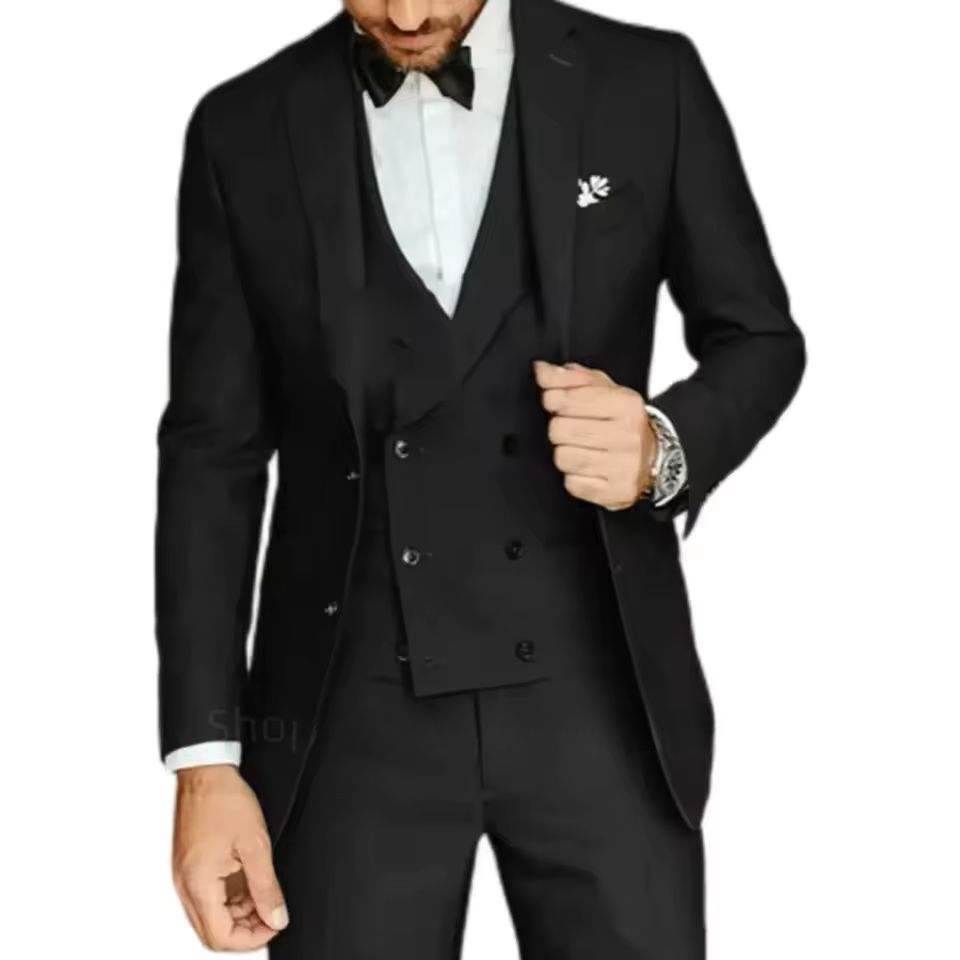 Formal Wedding Business Style Formal Notch Lapel Blazer Tuxedos Slim Fit 3 Pieces Set - Image 4
