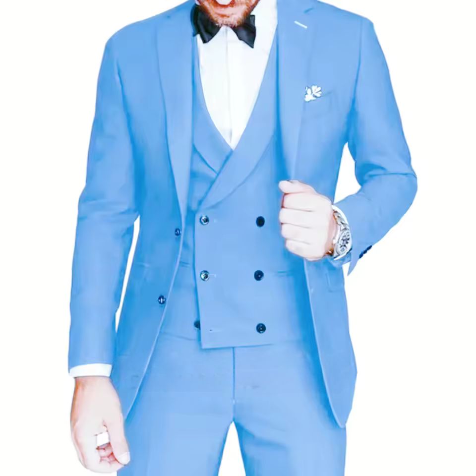 Formal Wedding Business Style Formal Notch Lapel Blazer Tuxedos Slim Fit 3 Pieces Set - Image 5