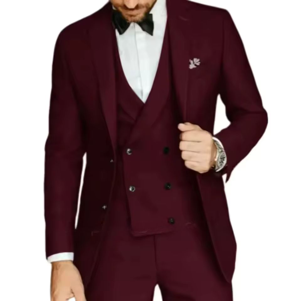 Formal Wedding Business Style Formal Notch Lapel Blazer Tuxedos Slim Fit 3 Pieces Set - Image 13