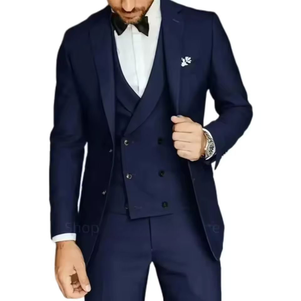 Formal Wedding Business Style Formal Notch Lapel Blazer Tuxedos Slim Fit 3 Pieces Set - Image 17