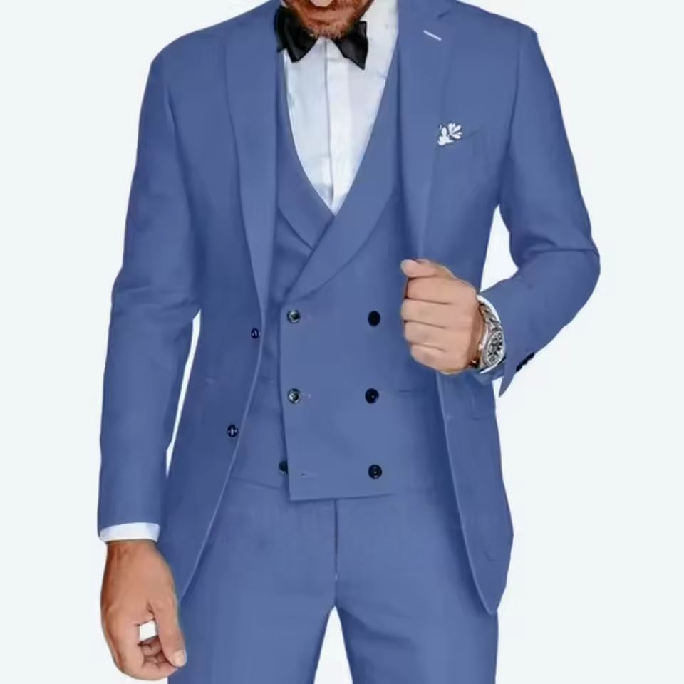 Formal Wedding Business Style Formal Notch Lapel Blazer Tuxedos Slim Fit 3 Pieces Set - Image 6