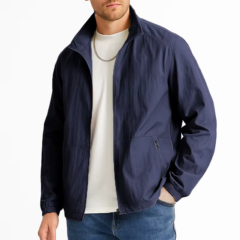 Full Zip Up Lightweight Turndown Collar Business Style With Pockets Long Sleeve Athletic Jacket - Image 5