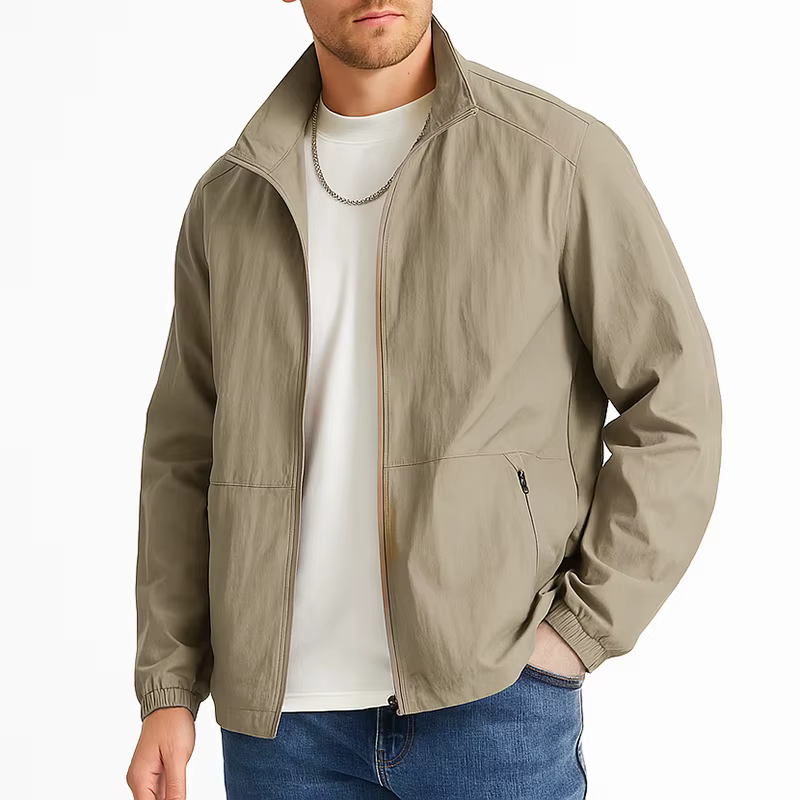 Full Zip Up Lightweight Turndown Collar Business Style With Pockets Long Sleeve Athletic Jacket - Image 3