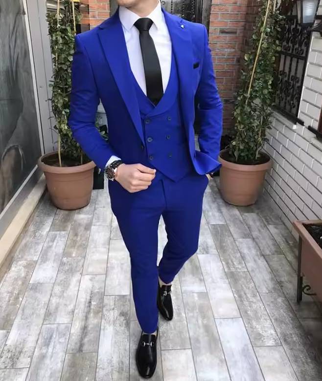 Groom Tuxedo Wedding Classic Slim Fit Peaked Lapel 2 Piece Blazer Suits - Image 6