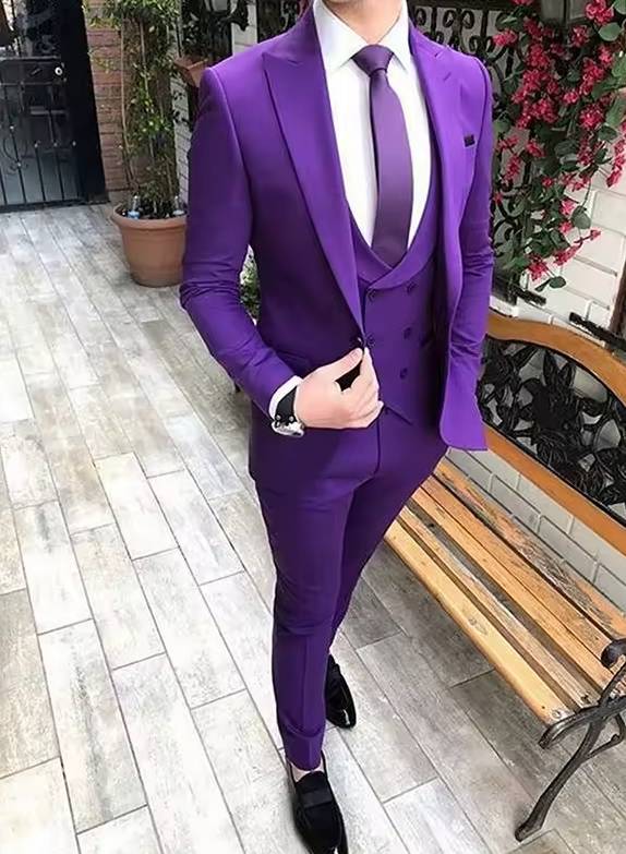 Groom Tuxedo Wedding Classic Slim Fit Peaked Lapel 2 Piece Blazer Suits - Image 4