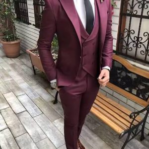 Groom Tuxedo Wedding Classic Slim Fit Peaked Lapel 2 Piece Blazer Suits