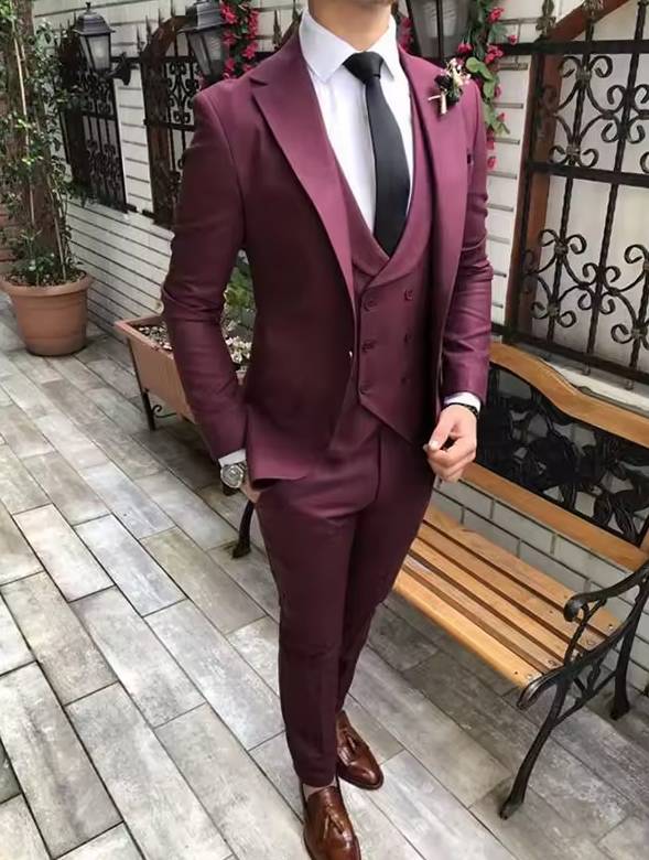 Groom Tuxedo Wedding Classic Slim Fit Peaked Lapel 2 Piece Blazer Suits