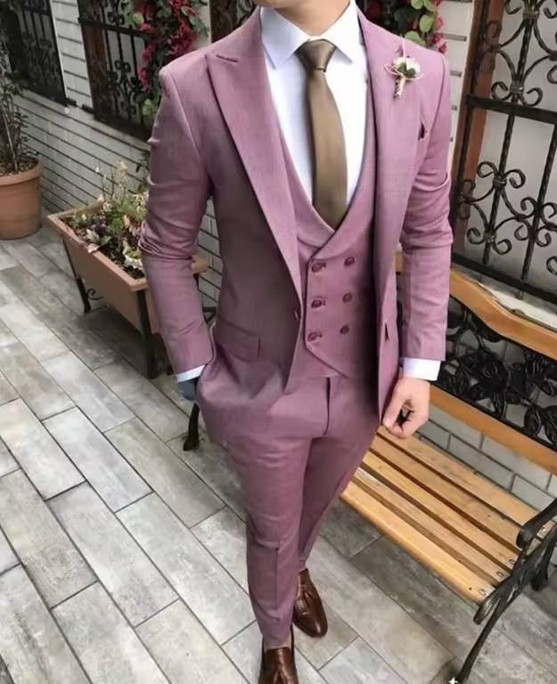 Groom Tuxedo Wedding Classic Slim Fit Peaked Lapel 2 Piece Blazer Suits - Image 7