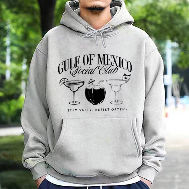 Gulf of Mexico Hoodie Letter Graphic Pattern Long Sleeve Tshirt