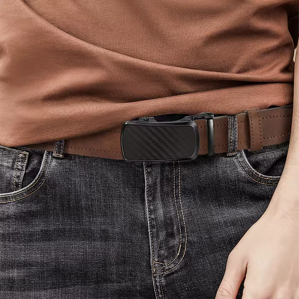 High Quality PU Leather Belts, Automatic Buckle Belt No Hole Belt Jeans
