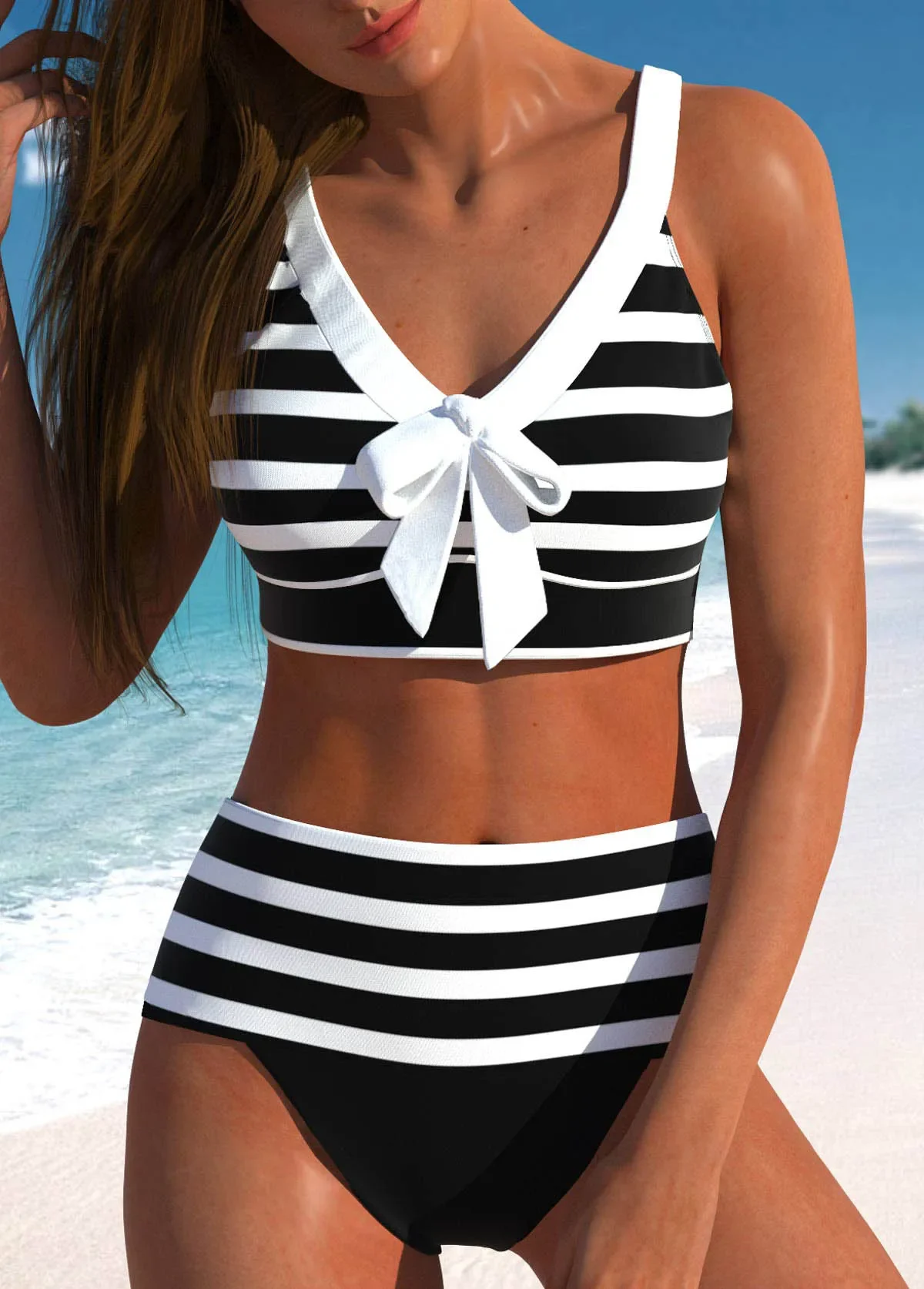 Printed High Quality Beach Style Swimwear Four Corner Skirt Bikinis Set - Image 15