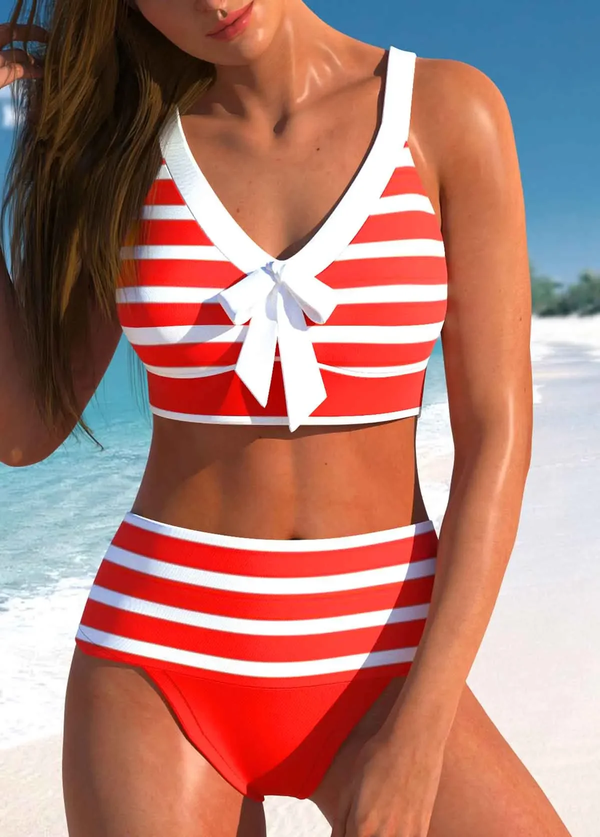 Printed High Quality Beach Style Swimwear Four Corner Skirt Bikinis Set - Image 3