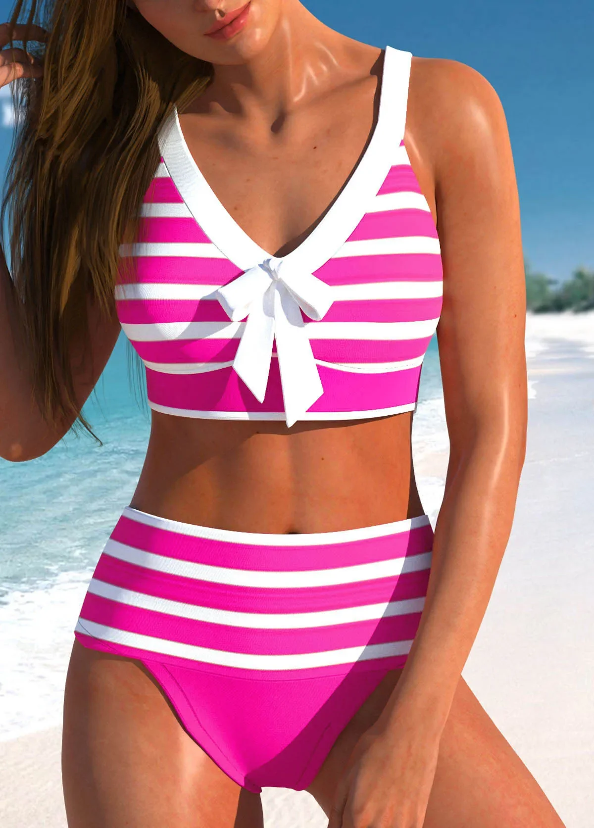 Printed High Quality Beach Style Swimwear Four Corner Skirt Bikinis Set