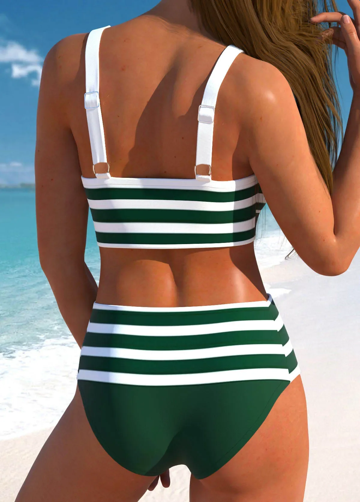 Printed High Quality Beach Style Swimwear Four Corner Skirt Bikinis Set - Image 10