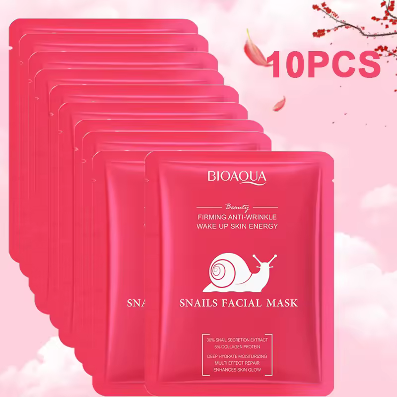 Hydrating Repair Brightening Anti-Aging Wrinkle Moisturizing 10 PCS Snail Mucin Face Sheet Mask