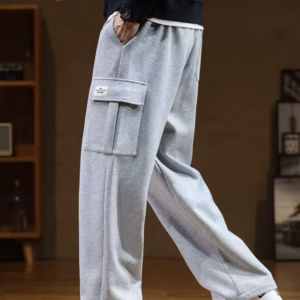 Loose Straight Trousers New Sweatpants Multi-Pockets Drawstring