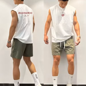 Love Print Cotton Sleeveless Fitness Swimm Run Vest Quick Dry Top