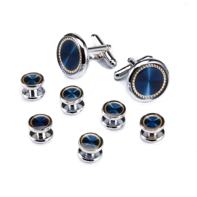 Luxury High Quality Wedding Set Round Cufflink Set Jewelry Tuxedo