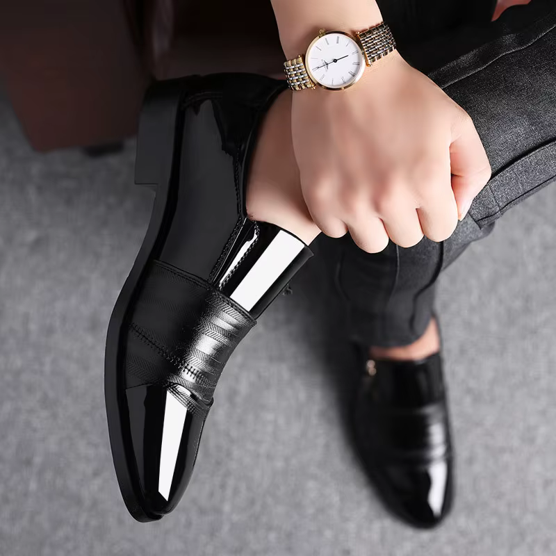 Luxury Zipper Synthetic Office Style Breathable Leather Shoes