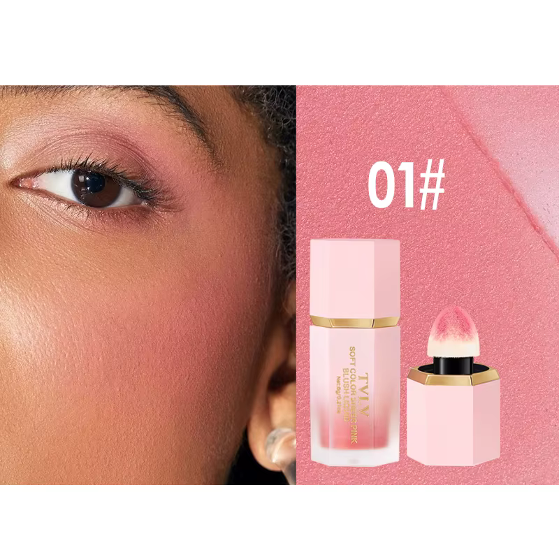 Matte Liquid Blush Easy To Apply Long Lasting Waterproof Blush Sponge Brush
