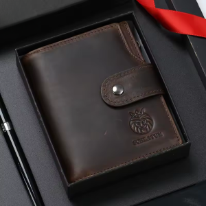 Men Card Id Holder Coin Purse Travel Anti-theft Swipe Genuine Leather Men Business Wallet