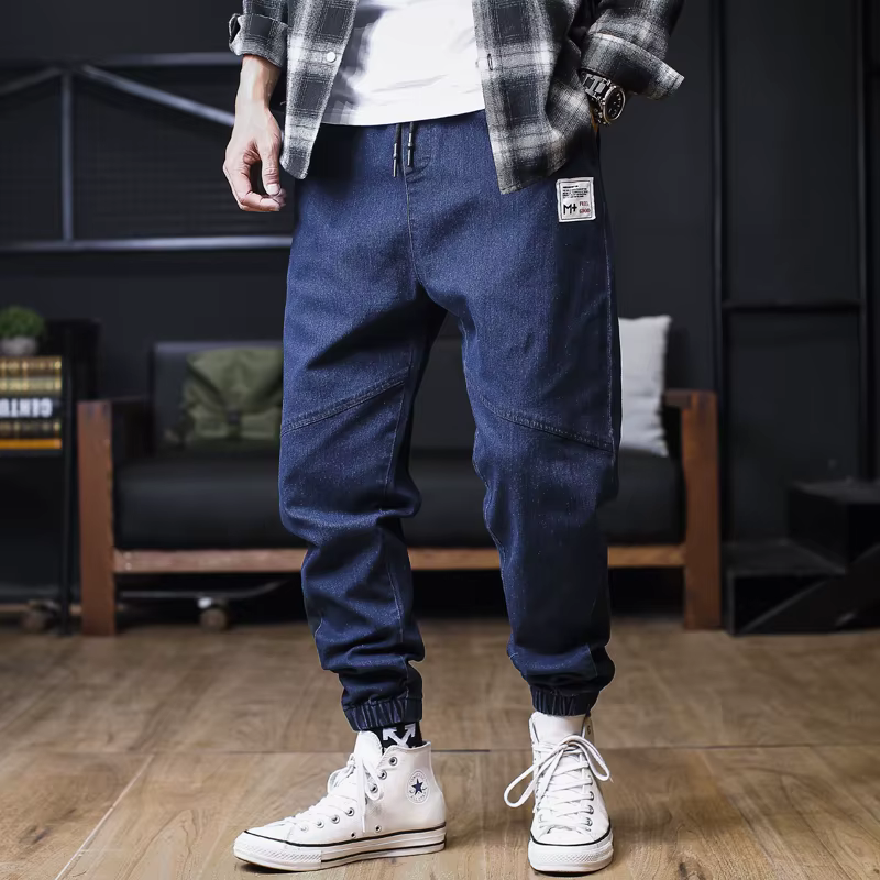 Men Loose Joggers Streetwear Harem Jeans Cargo Ankle-Length Denim Trousers