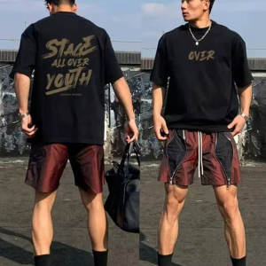 Men's 100% Cotton High Quality Short Sleeves Tee Gym Loose Breathable T-shirt