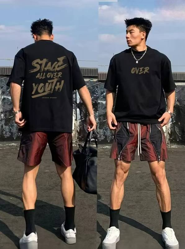 Men's 100% Cotton High Quality Short Sleeves Tee Gym Loose Breathable T-shirt