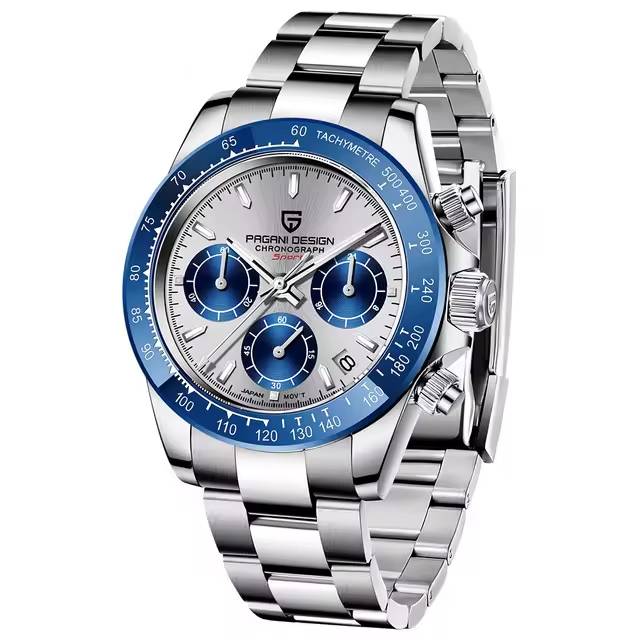 Men's Sapphire Retro Chronograph Stainless Steel Waterproof Watch - Image 2