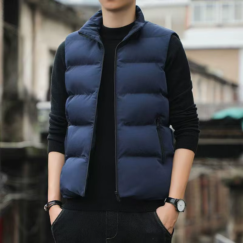 Men's Sleeveless Stand-up Collar Thickened Cotton Vest Jacket