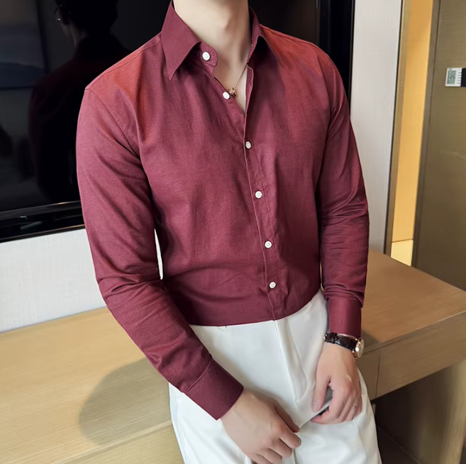 Men's Solid Color Breathable and Sweat-wicking Long-sleeve Shirt - Image 5