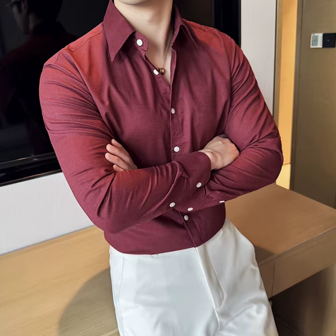 Men's Solid Color Breathable and Sweat-wicking Long-sleeve Shirt - Image 6