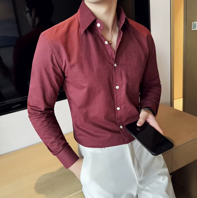 Men's Solid Color Breathable and Sweat-wicking Long-sleeve Shirt - Image 7