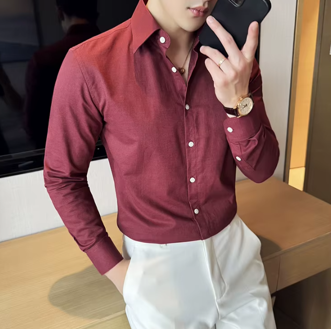 Men's Solid Color Breathable and Sweat-wicking Long-sleeve Shirt - Image 8